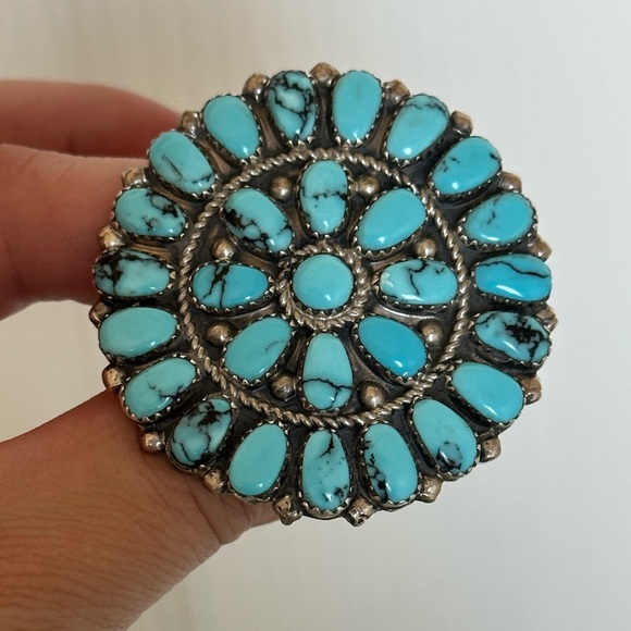 2 inch Genuine Turquoise Native Sterling silver ring - Picture 3 of 3